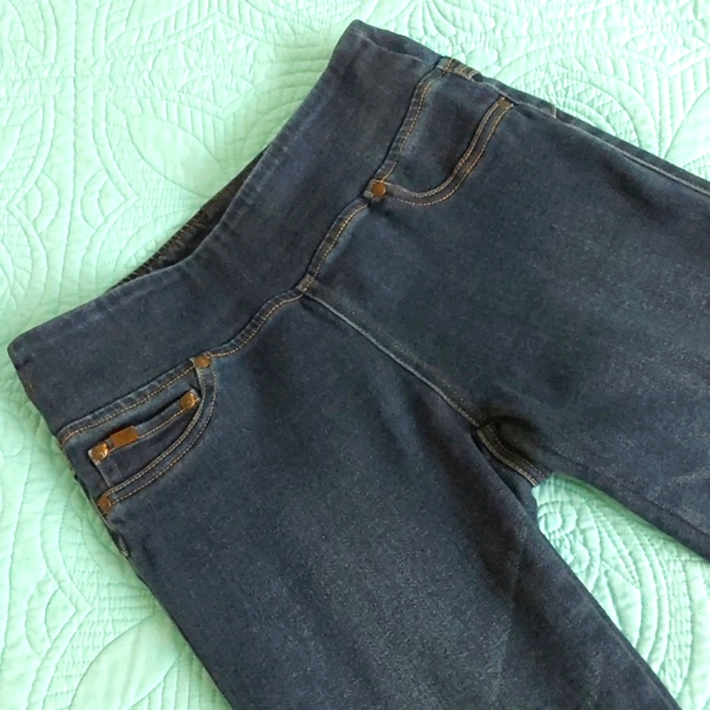 Diane Gilman Dark Blue Flare Boot Jeans Pull-on 28X32  Vintage D3min